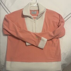 Dudley Stephens Coral and Cream Fleece Pullover